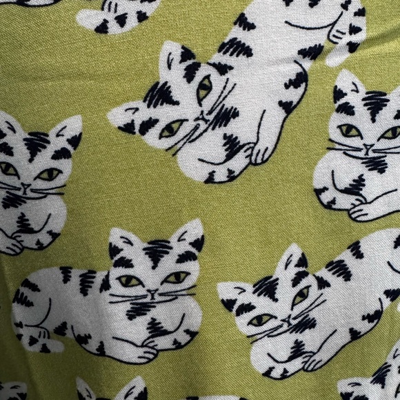Adorable Lime Green Cat Pattern Button Up Blouse - Picture 5 of 10